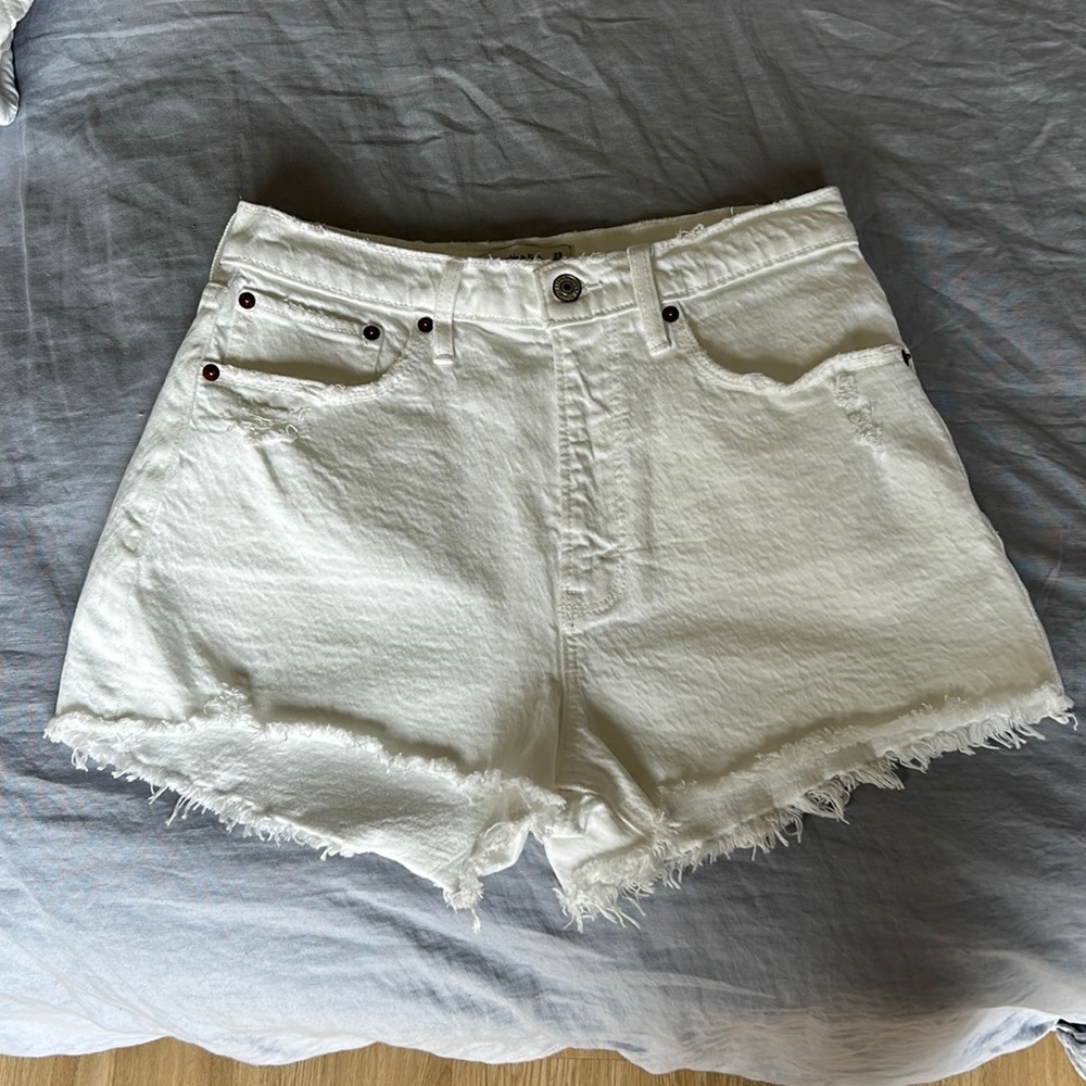Abercrombie & Fitch White High Waist Denim Shorts
